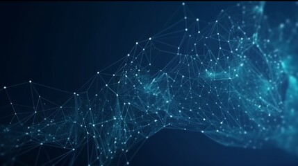 Poster - Abstract blue background. Network connection structure. Grid is made by Generative AI.