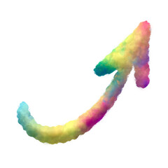 Poster - Colorful fluffy clouds arrow shapes. This is a part of a set which also includes uppercase and lowercase letters, numbers, punctuation marks, symbols, and frames