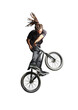 © Photocreo Bednarek - Man jumping and performing tricks on BMX bicycle. Isolated on transparent white background.