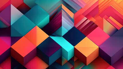 Wall Mural - Abstract geometric background, Bright color. Generative Ai
