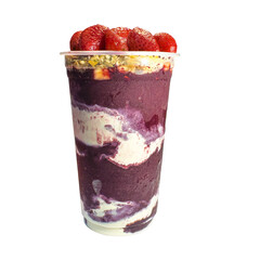 Brazilian frozen açaí in a plastic cup isolated
