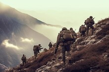 US Marines In The Mountains During The Military Operation