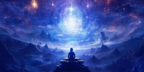 concept of meditation and spirituality, chakras and enlightenment, background banner or wallpaper