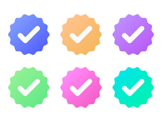 Poster - colorful verified tick mark, check mark vector icon set in flat style design for website, app, ui, i