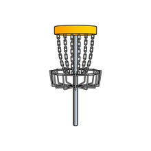 Disc Golf Course Flat Design Line Art Vector Illustration