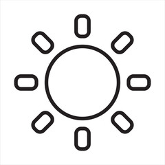 Simple sun icon, sunshine icon, summer icon vector.