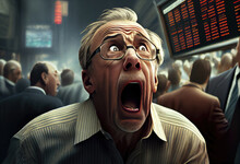 Old Man Panicking Over Stock Market Crash Loss On Wallstreet Crisis Stressed Panic Illustration Cartoon With Playful And Bold Design Fear Screaming Yelling 