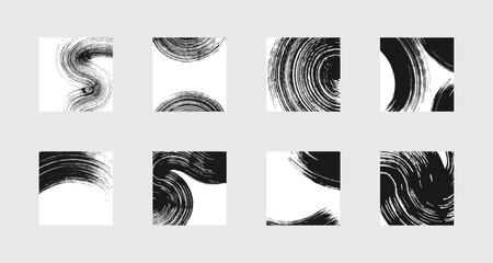 Wall Mural - set of abstract backgrounds. black ink marks, brush strokes, patterns.