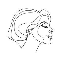 Wall Mural - continuous line drawings set of faces and hairstyles fashion fashion simple fashion vector illustration for t-shirt design slogan print graphic style
