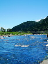 July 30, 2022 Nagataki, Gujo City, Gifu Prefecture, Japan, View From The Nagara River