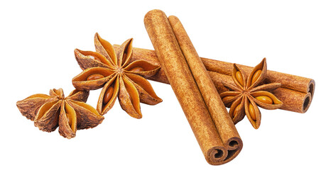 Wall Mural - Delicious cinnamon sticks and star anise cut out