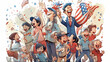 © 47Media - Patriotic Pops: Fun-filled Illustration for Father's Day and Independence Day