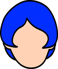 Poster - Cartoon face with blue hair