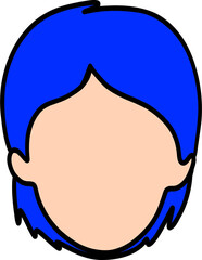 Wall Mural - Cartoon face with blue hair