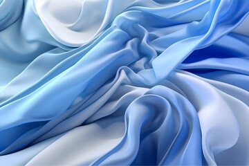Wall Mural - 3d render, abstract blue background with layers of silk folded drapery, fashion wallpaper with levit