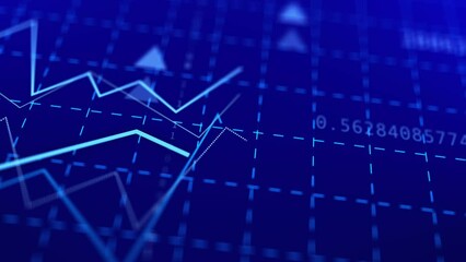 Fototapete - Growing financial graphs with figures showing increasing profits. 4K animation about financial success. Rising markets, stock exchange trends, investment revenue.