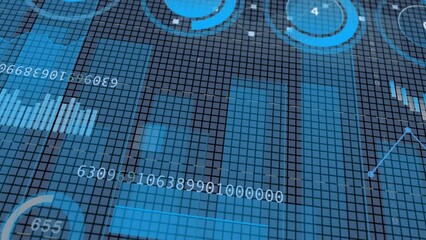 Fototapete - Financial graphs and diagrams growing on a grid background. Charts and infographic elements for market analysis. 4K animation