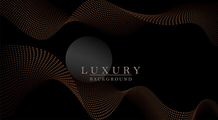 Wall Mural - Composition with a light wavy shape in beige color on a black design
