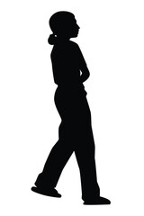 Wall Mural - Woman silhouette vector on white background ,people in black and white, illustration for creative content.