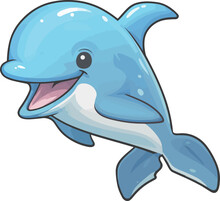 Vector Illustration Dolphin Fish Cartoon Style