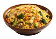 Vegetable fried rice on transparent background. Generative AI.