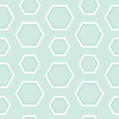 Honey bees, blue honeycomb, hexagons. Seamless repeated surface vector pattern design.