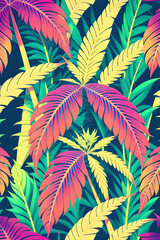Wall Mural - Seamless background with cannabis leaves. Generative AI