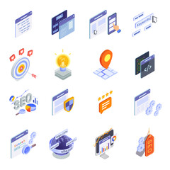 Isometric SEO Icon Set