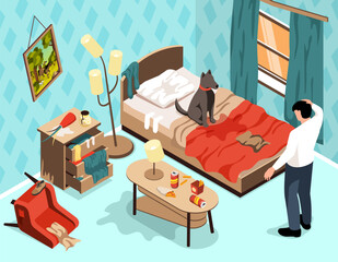 Wall Mural - Puppy Behavior Problem Isometric Background