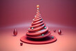 © Eugenia - Christmas tree on a red background. Unusual surreal holiday concept. Generated AI