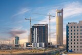 Fototapeta Miasto - Riyadh, Saudi Arabia, KSA - January 23 2023 new buildings being constructed in Al YASAMINE north of Riyadh city