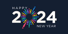2024 Happy New Year Logo Design Vector. Colorful And Trendy New Year 2024 Design Template.