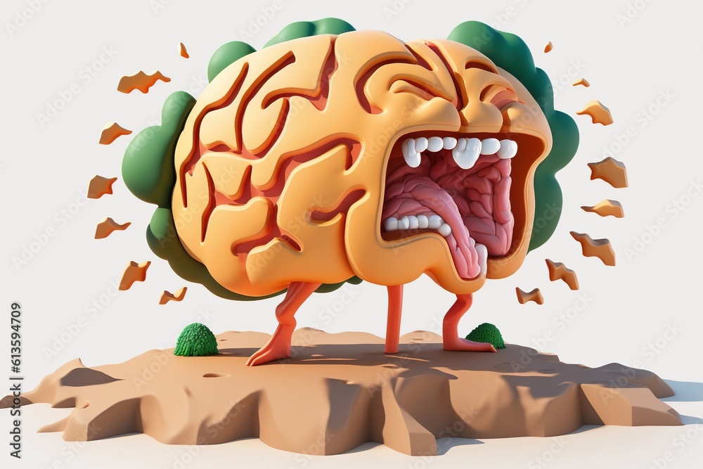 Brain. Cute cartoon healthy human anatomy internal organ character set ...