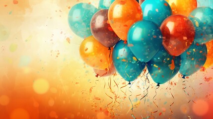 Wall Mural - Balloons on the Background - Festive Background with Vibrant Balloons: A Captivating Visual for Celebratory Designs, Generative AI