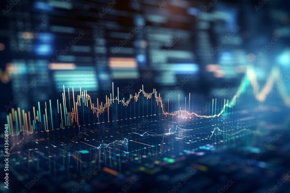 Stock market growth, business investing and data concept with digital ...