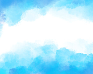 Blue sky and clouds, hand painted abstract watercolor background, vector illustration