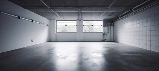  white empty minimalist garage with soft white light. ai generative