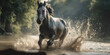 Dynamic Equine. Galloping horse in natural habitat. Wildlife concept. AI Generative