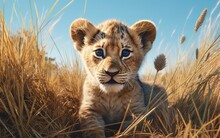Lion Cub In Its Natural Habitat