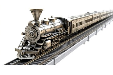 Poster - train track isolated on white background. Generated by AI.