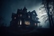 Leinwandbild Motiv Old abandoned haunted house. Spooky Halloween house. Generative AI
