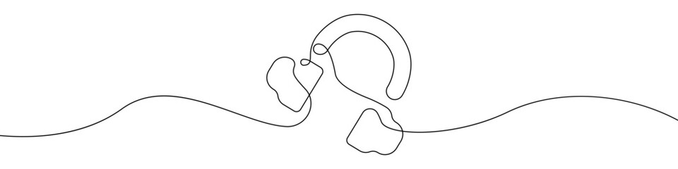 Poster - Headphone icon line continuous drawing vector. One line Headset icon vector background. Gaming headphones icon. Continuous outline of a Headphone icon.