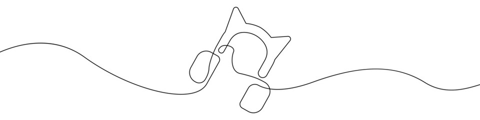 Poster - Headphone icon line continuous drawing vector. One line Headset icon vector background. Gaming headphones icon. Continuous outline of a Headphone icon.