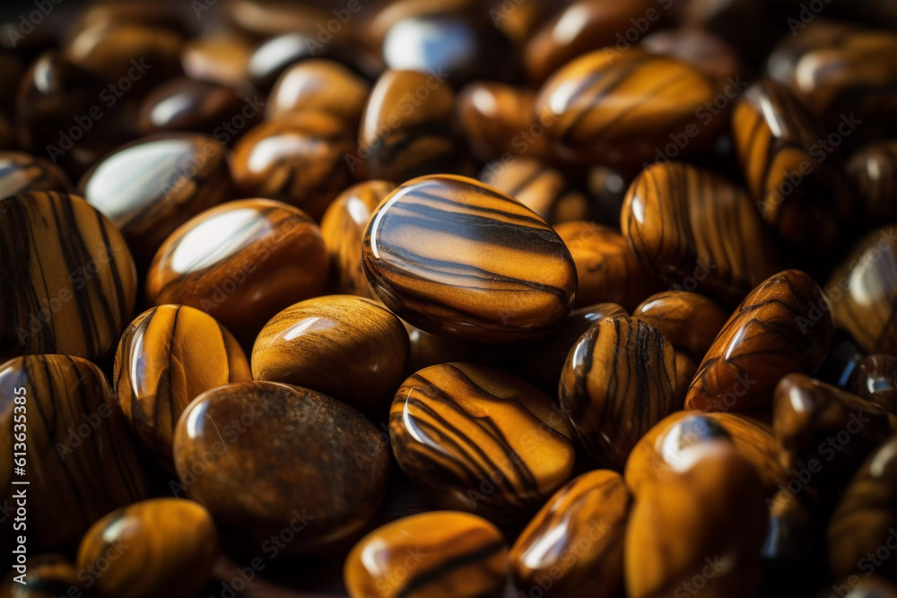 Tiger eye stone background. A golden-brown gemstone with intricate ...