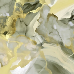 Poster - A close up of a yellow and white marble surface. Generative AI.