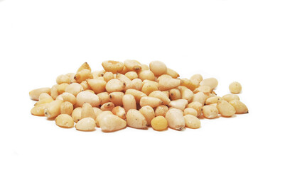 Wall Mural - pine nuts seeds isolated on white background