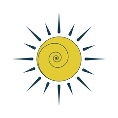 Poster - Creative abstract sun flat line color isolated vector object. Sunshine weather. Sun rays. Editable clip art image on white background. Simple outline cartoon spot illustration for web design