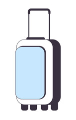 Poster - Suitcase for travel flat line color isolated vector object. Luggage storage. Journey abroad. Editable clip art image on white background. Simple outline cartoon spot illustration for web design