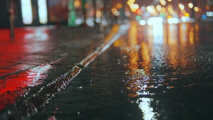 Wall Mural - the foot of an unrecognizable person steps into a puddle, breezes fly