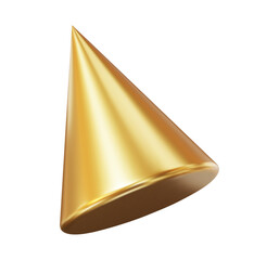 Aufkleber - 3d gold geometry shape cone. Metal simple figure for your design on isolated background. Vector illustration.